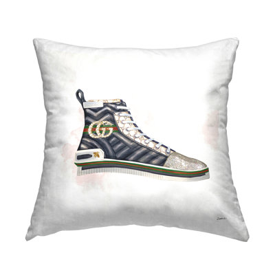 Fashion Forward Pleated Sneaker Designer Glam Style Decorative Printed Throw Pillow By Ziwei Li