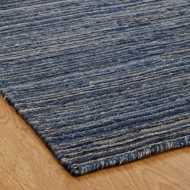 Tapis bleu area-noué la à la main Emil, Rectangle 10 pi x 14 pi