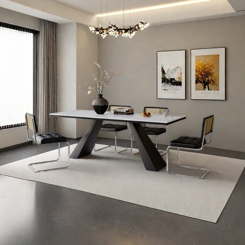 Orren Ellis White and black sintered stone dining table set | Wayfair
