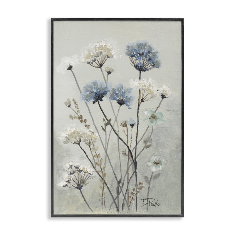 Pissenlits en sourdine, estampe numérique, conception de Patricia Pinto, H 18 po x l 12 po, Giclée encadrée noir minuit