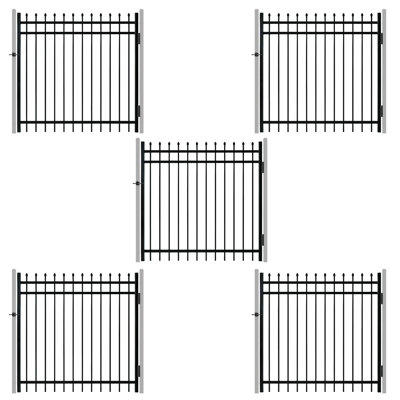 Heavy Duty Pinnacle Fence Gate, 5FT Height x 5FT Width Outdoor Fence Gate, Outdoor Anti-Rust Metal Steel Gate for Fencing Barrier, Decorative Garden Gate with Gate Lock, Pack of 5