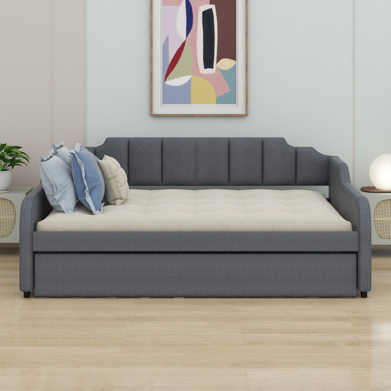 Upholstery Daybed With Trundle Bed And USB Charging Design