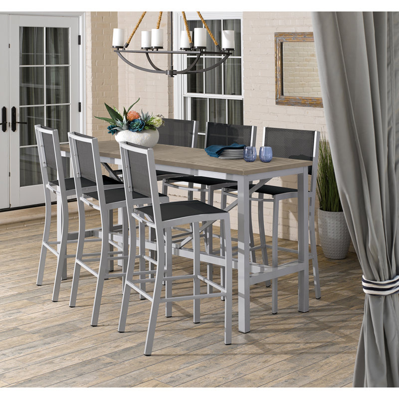 Travira Aluminum Bar Table, Teakwood Vintage