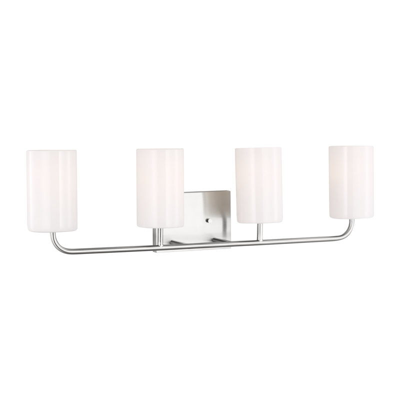 Éclairage pour meuble-lavabo 4 lumières Vincente, Acier brossé, Oui