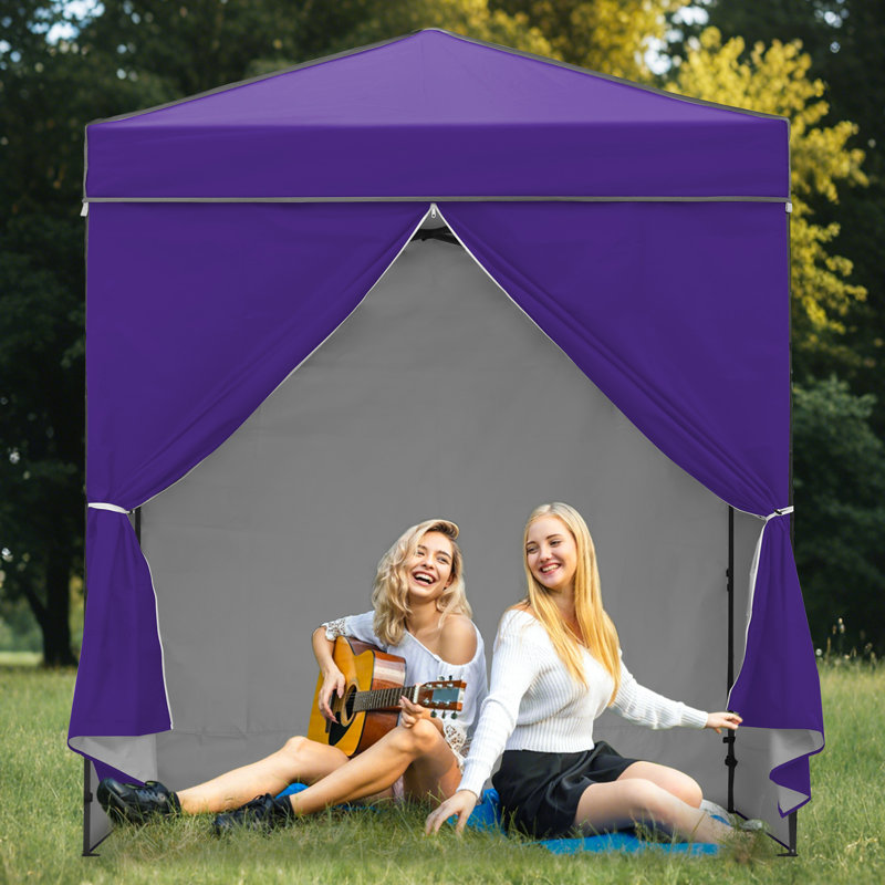 EAGLE PEAK 6 Ft. W x 4 Ft. D Steel Pop-Up Canopy, Outdoor Portable Instant Shelter Folding Canopy with 4 Sidewalls, Purple