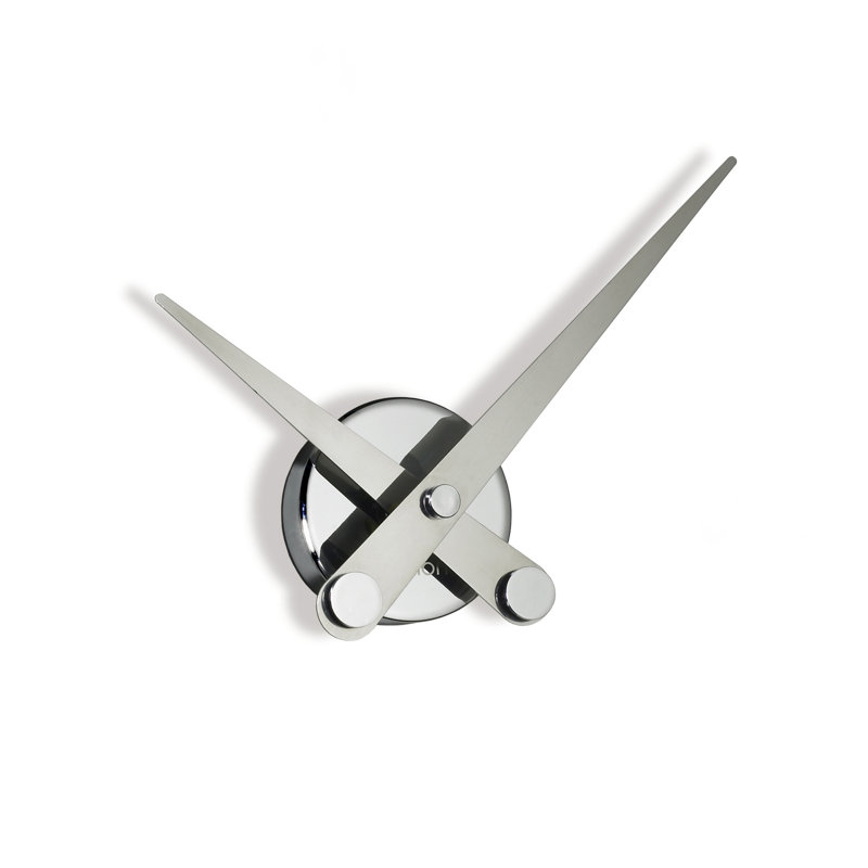 Metal Wall Clock, Chrome, 14.6" H x 14.6" W x 2.3" D