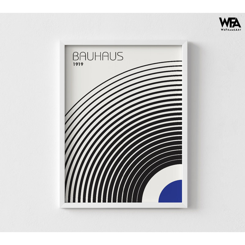 «Bauhaus 4 By Design Fabrikken», décor géométrique bleu foncé, art mural bleu neutre, House Studio Dad, H 40 po x l 30 po