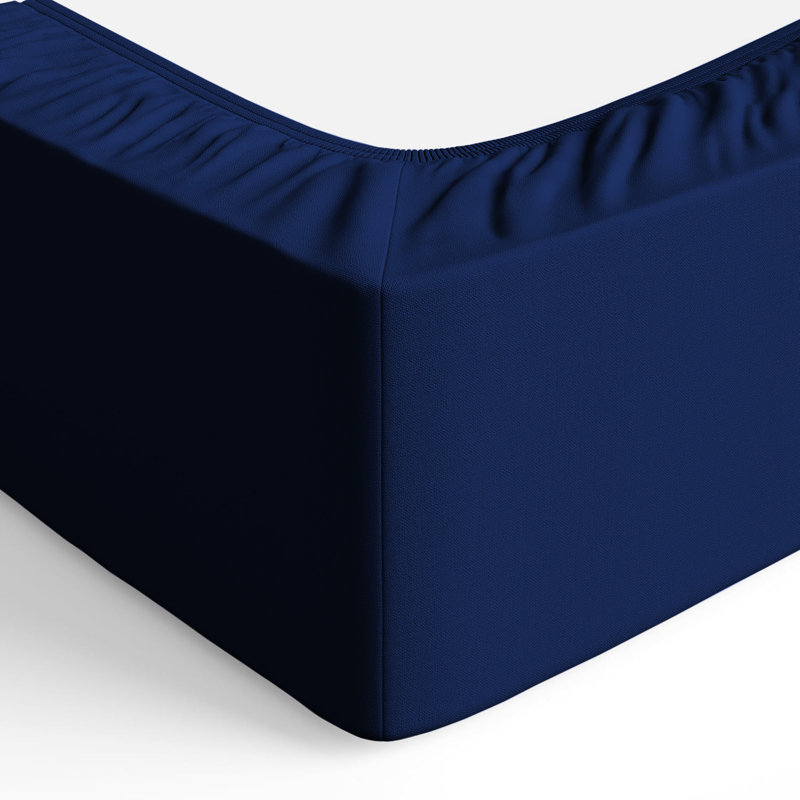 Merituuli 200 TC Microfiber 25cm Deep Fitted Sheets, Double (4'6), Navy Blue