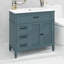 Meuble-lavabo 36 po avec lavabo en céramique, armoire de rangement avec 2 portes et 2 tiroirs, pieds rétro