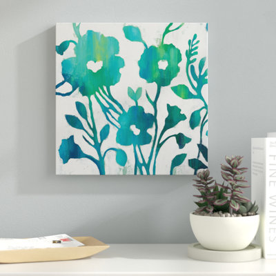«Teal Trio IV on White» par Louane, reproduction d'art sur toile tendue