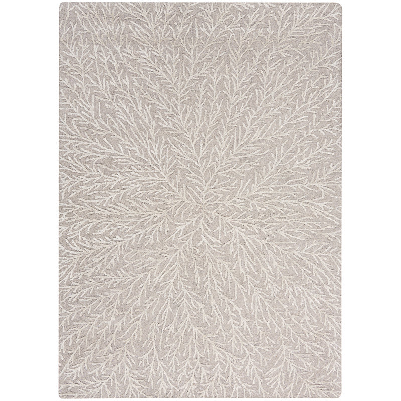 Donell Floral Area Rug in Taupe/White, Rectangle 5'3" x 7'3"