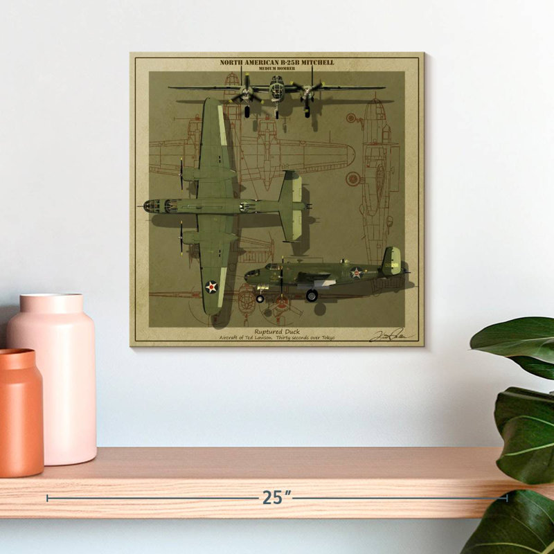 B-25B Mitchell Medium Bomber Plane, 16" H x 16" W