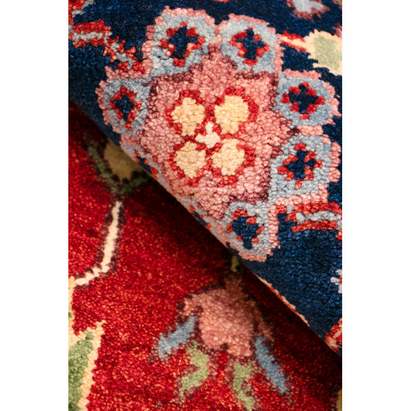 Serapi Hand Knotted Wool Oriental Area Rug, Rectangle 9' x 12', Red/Navy/Cream