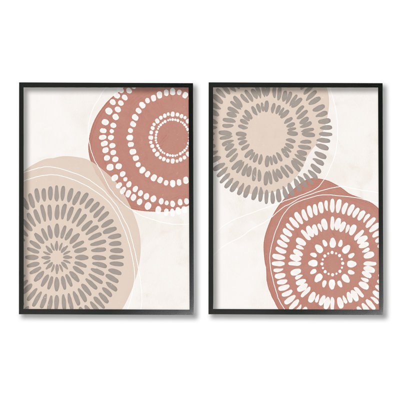 Motif géométrique mandala encre boho circulaire Doodle Nina bleu, H 16 po x l 20 po, Giclée encadrée noir minuit
