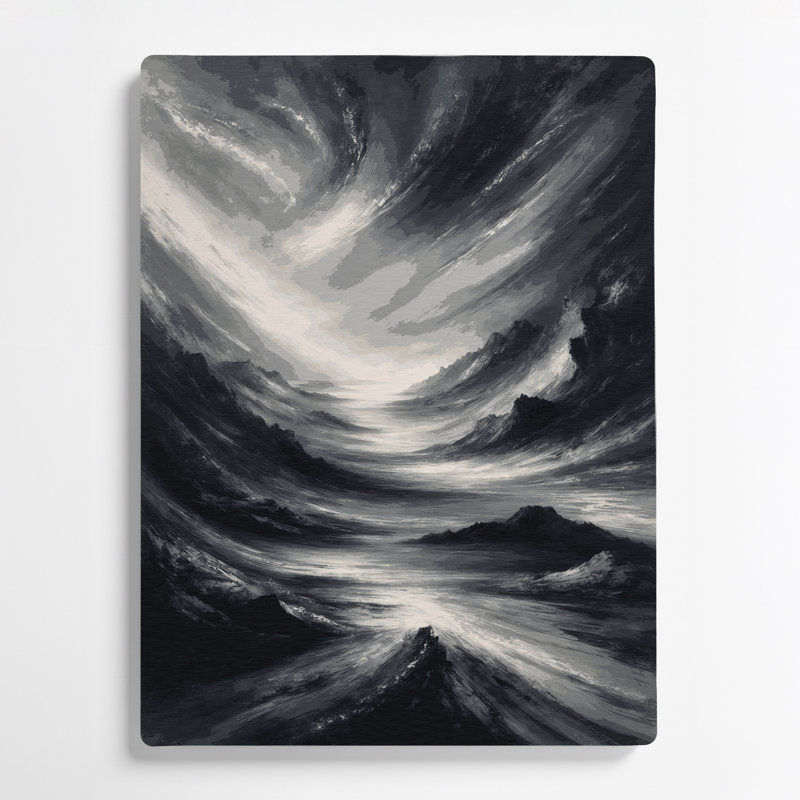 Abstrait paysage 80, art mural en métal noir, H 16 po x l 20 po