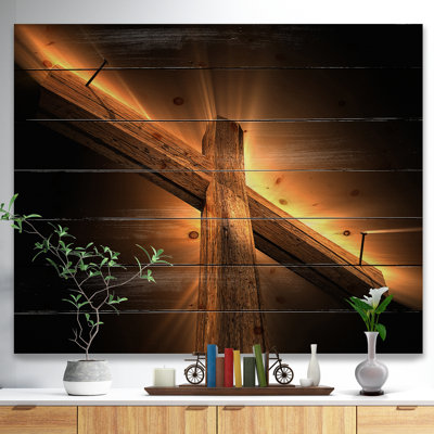 Croix en bois - Contemporary religieuse sur toile tendue