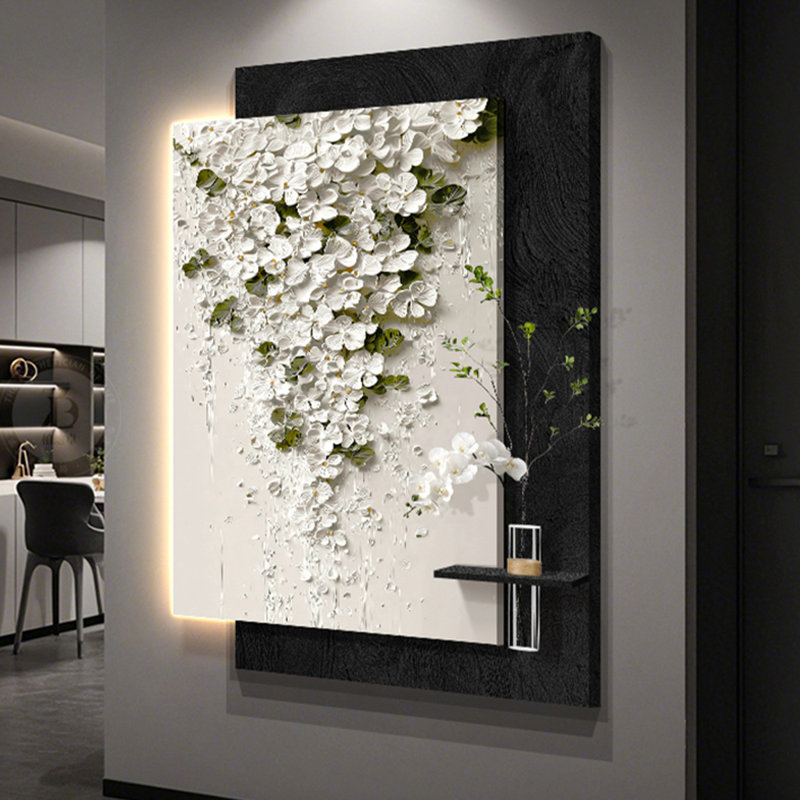 White, Black Rectangular Sandstone Wall art, 39.37” H x 27.56” W