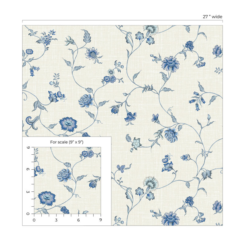 Rouleau de papier peint L 27 pi x l 27 po Tollett, Bleu français