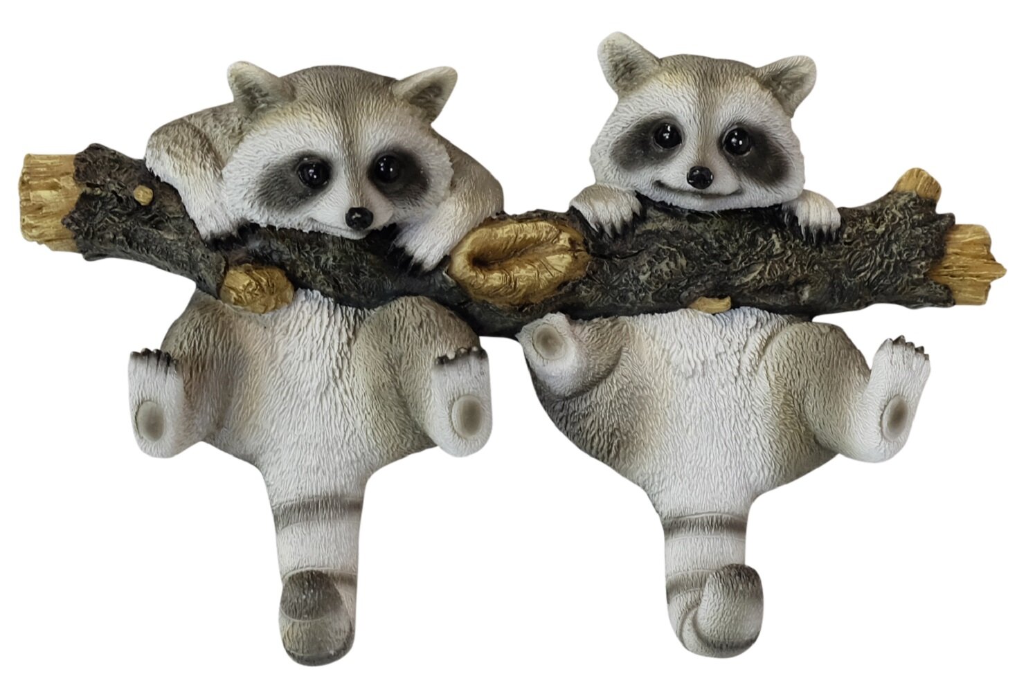 Millwood Pines Polyresin Racoons Hanging on a Branch Double Wall Mounted  Hooks