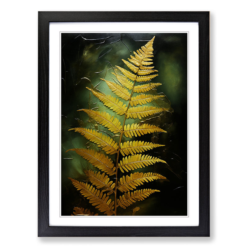 Fern Leaf Gestural No.2 - Framed Print, 64cm H x 46cm W x 2cm D, Black