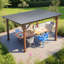 Pavillon de jardin en métal avec comptoir et ampoules 13 'x 10'-126699381