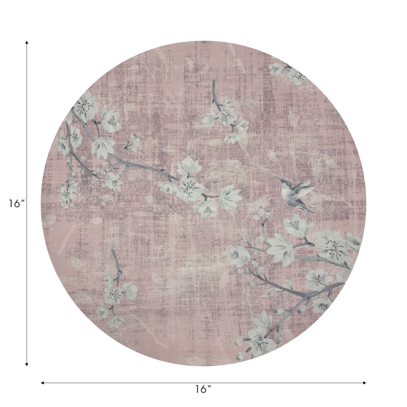 Blossom Fantasia Pebble 16" Vinyl Placemat, Soft Pink