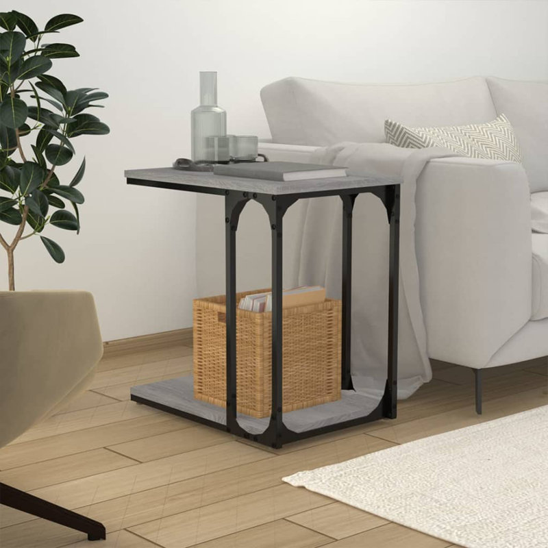 Digrazia Floor Shelf End Table, Grey, Grey/Black