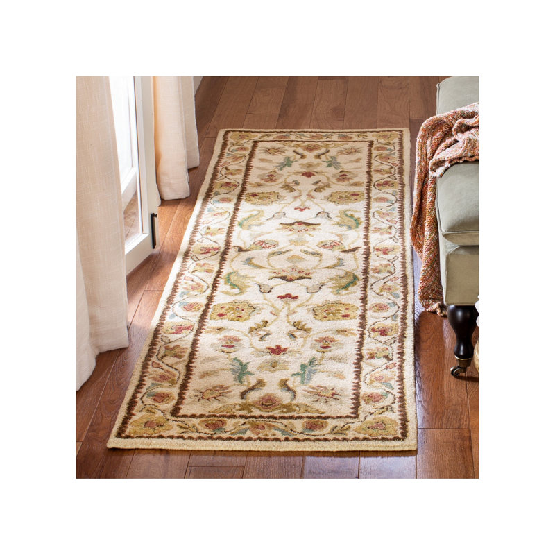 Molter Bergama Hand Tufted Wool Floral Rug, Runner 2'3" x 8'