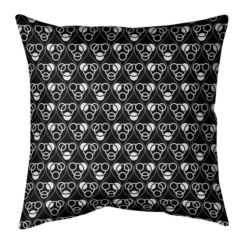 Coussin décoratif classiques des cercles et des vagues, H 20 po x l 20 po, Bourre en polyester, Noir clair