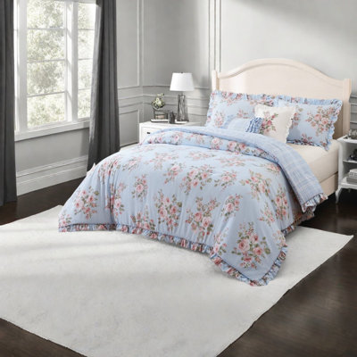 Blue Floral Bedding Sets, Twin Twin XL Microfiber Comforter, Cottage Bedroom