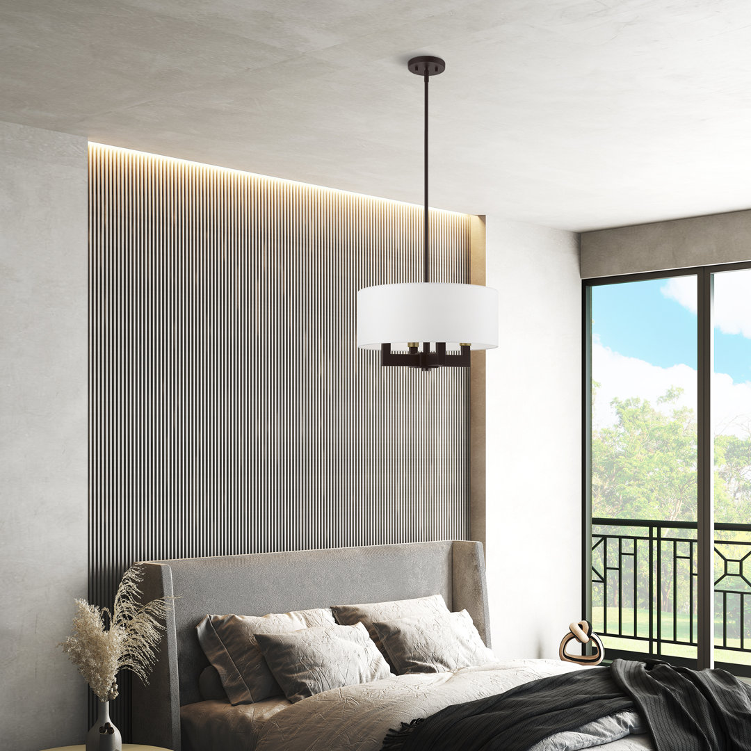 Litzy 4 - Light Dimmable Drum Chandelier Three Posts™ 