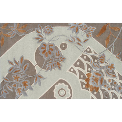 Tapis gris anthracite/beige fait main