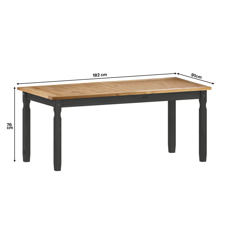 Pine Solid Wood Dining Table, Charcoal