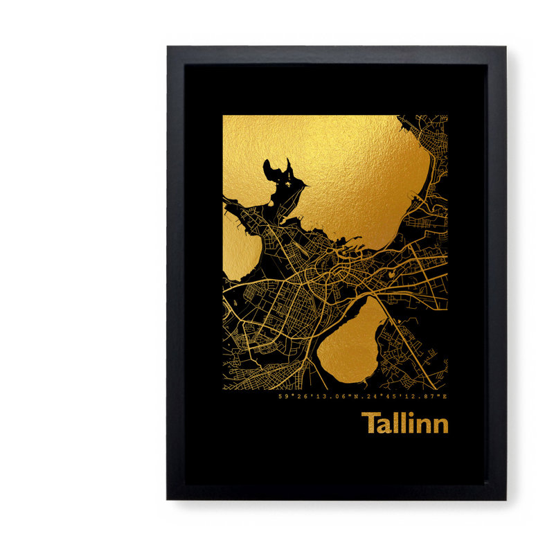 Tallinn Map - Single Picture Frame Print, 42.5cm H x 32.5cm W x 3.5cm D