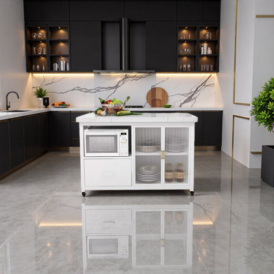 Marble kitchen side cabinet island counter