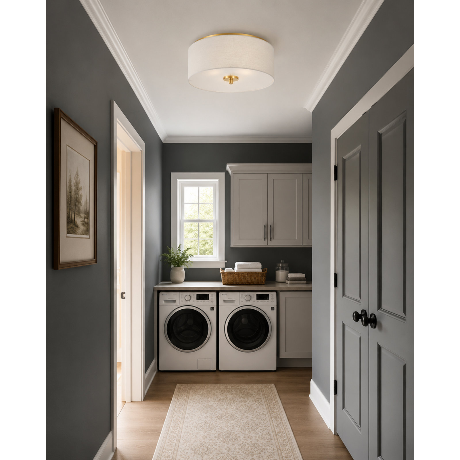 Juna 3 Light Linen Flush Mount