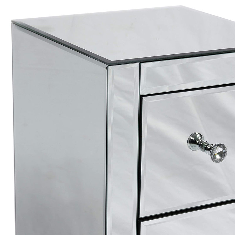 Table de chevet 3 tiroirs Victorino, Ensemble de 2, Gris