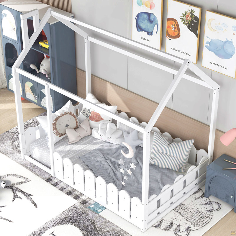 {Les lattes ne sont pas incluses} Structure de lit simple en bois avec clôture, Lit simple