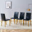 Quatre chaises de salle à manger en polyuréthane noir, pieds en métal doré. Simple et polyvalent, confortable et accompagné. Des chaises de salle à manger exquises et polyvalentes offrent une nouvelle expérience confortable. (Ensemble de 4)-330204279-330204276-330204274