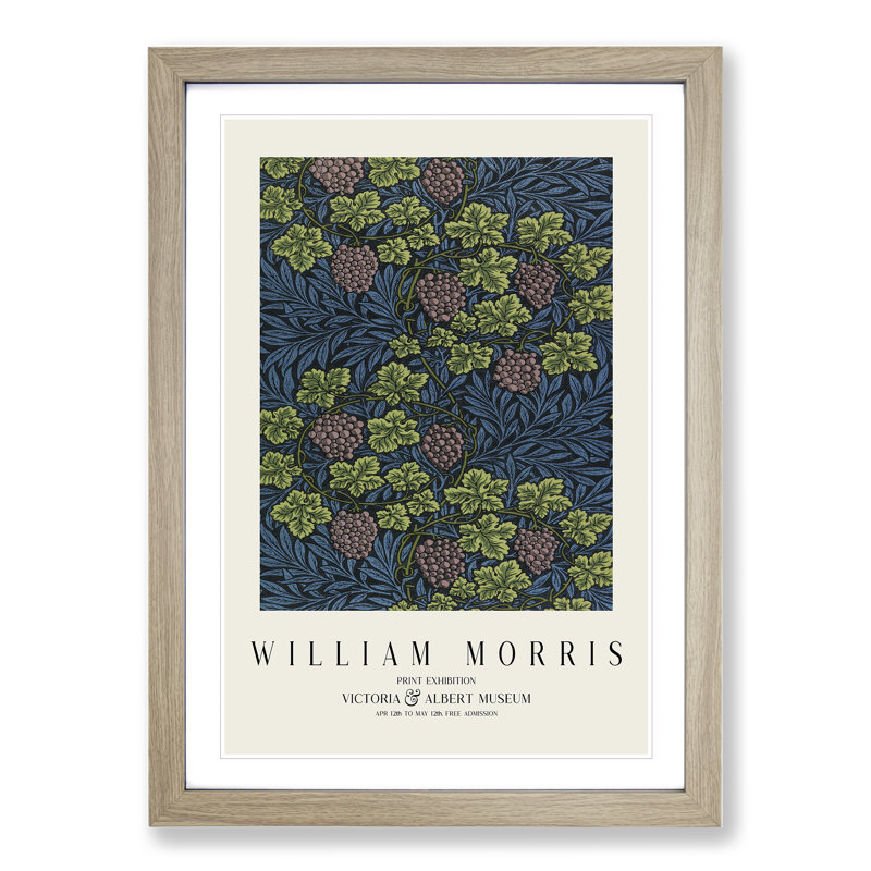 Vine Pattern Vol.2 by William Morris - Picture Frame Art Prints, Oak, 36cm H x 27cm W x 2cm D