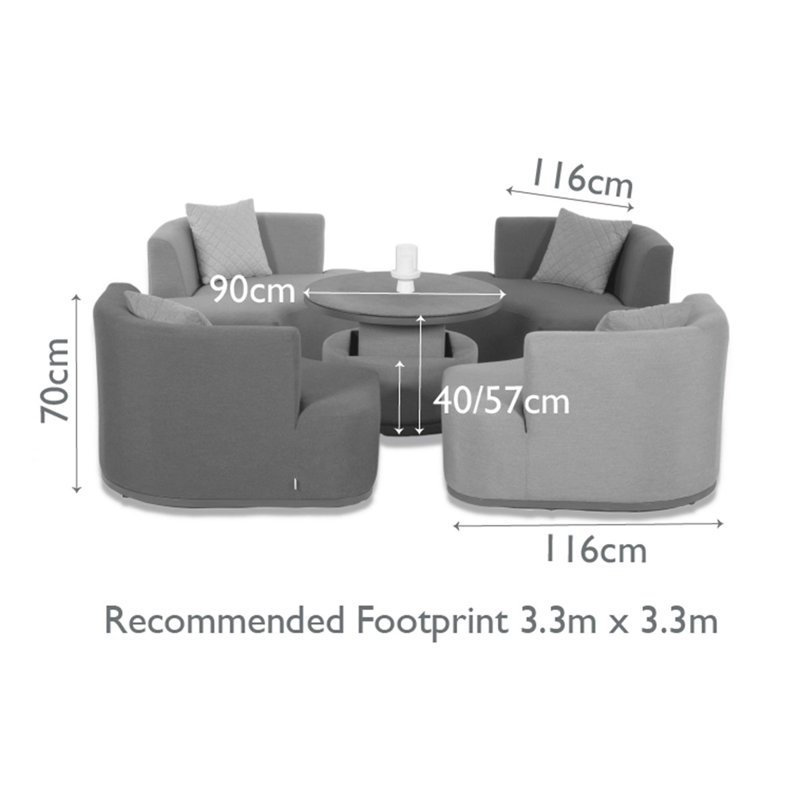 Miamisburg Outdoor Fabric Snug Set - with Rising Table