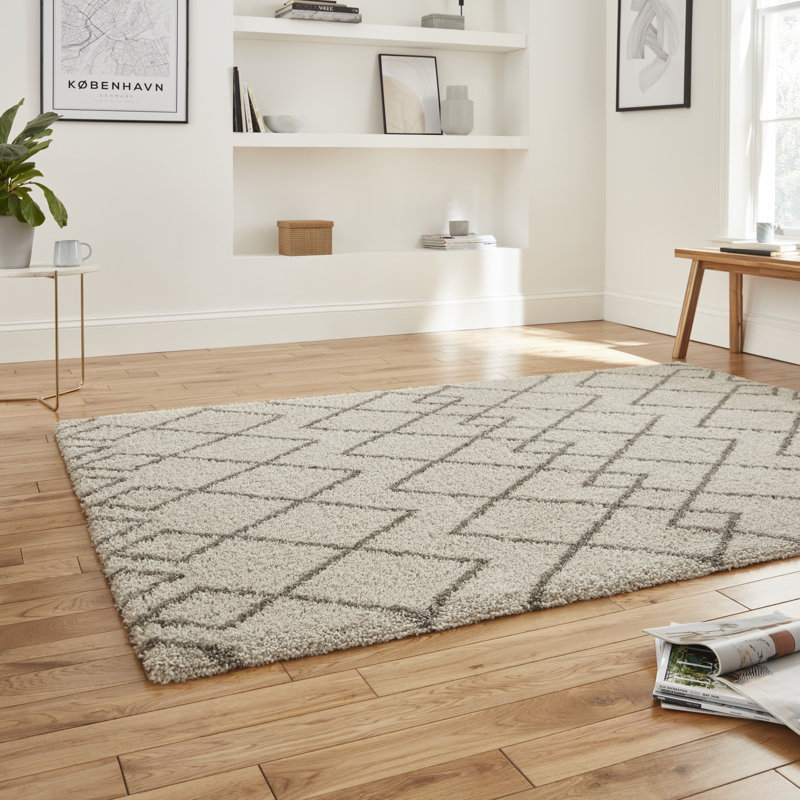 Machine Woven Cream/Grey Rug, Rectangle 120 x 170cm