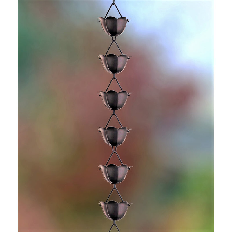 8.5 ft Black Aluminum Lotus Flower Rain Chain