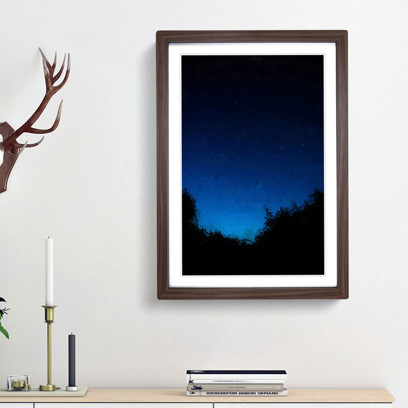 Forest Stars in Abstract - Picture Frame Graphic Art Print, 48cm H x 36cm W x 2cm D, Walnut Framed