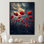 «Sunset Poppy Field I» - art mural floral rouge