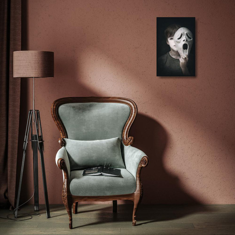 Art sur toile tendue par Latitude Run® Gibney, Paul Gallery, "Derrière le masque", H 18 po x l 13 po
