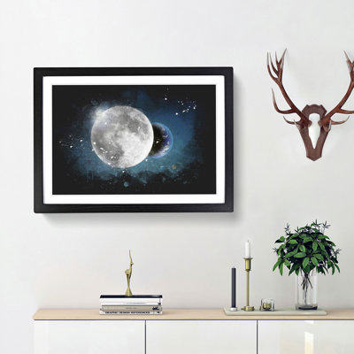 Earth Behind The Moon Paint Splash - Picture Frame Graphic Art