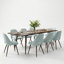 Ensemble de table de salle à manger extensible 9 pièces avec chaises d'appoint rembourrées-123803693