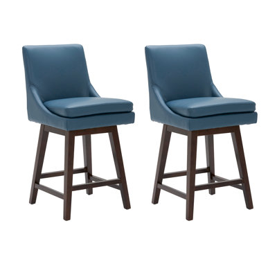 Aleksy Swivel Upholstered Counter Stool with Solid Wood Frame