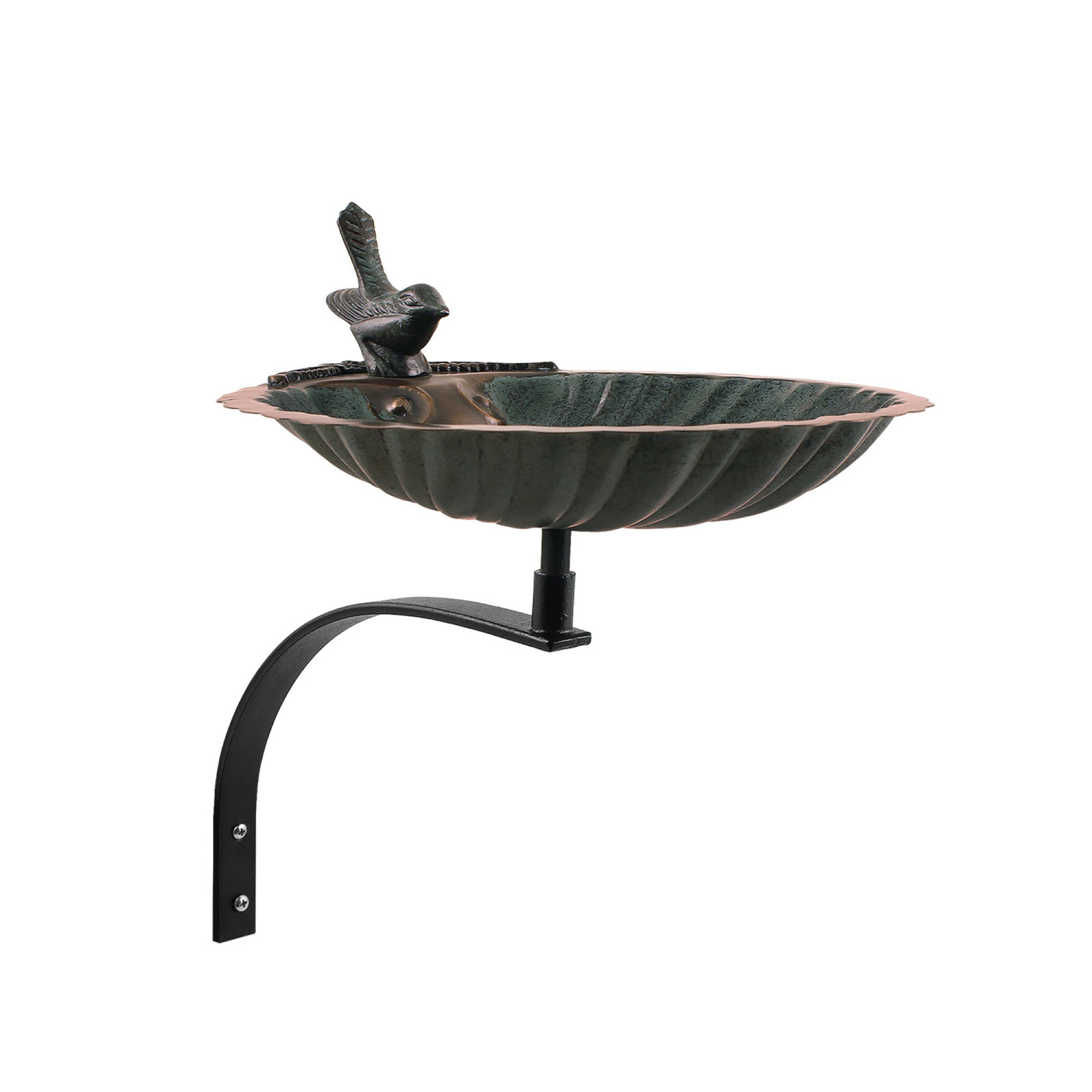 Scallop Shell Birdbath with Wall Mount Bracket